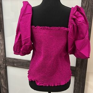 Women's Fuchsia Smocked Top